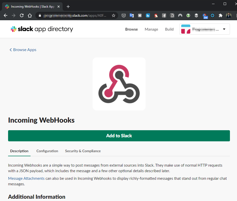 Incoming WebHooks Slack App